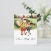 Golf Kerstman viert Kerst in juli  Feestdagenkaart (Staand voorkant)