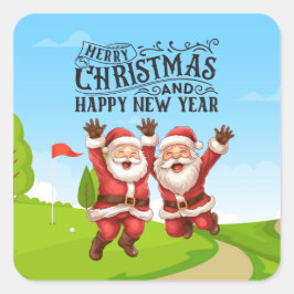 Golf Kerstman Vrolijk Kerstfeest Vierkante Sticker