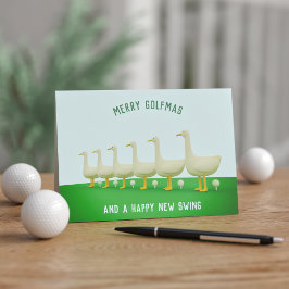 Golf Kerstmis 6 Ganzen Een Legende Golfballen Golf Feestdagen Kaart