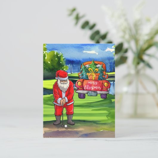 Golf Kerstmis golfer in Bunker Feestdagenkaart (Staand voorkant)