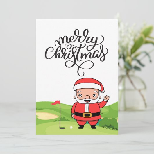 Golf Kerstmis in golfbaan voor golfer Feestdagenkaart (Staand voorkant)