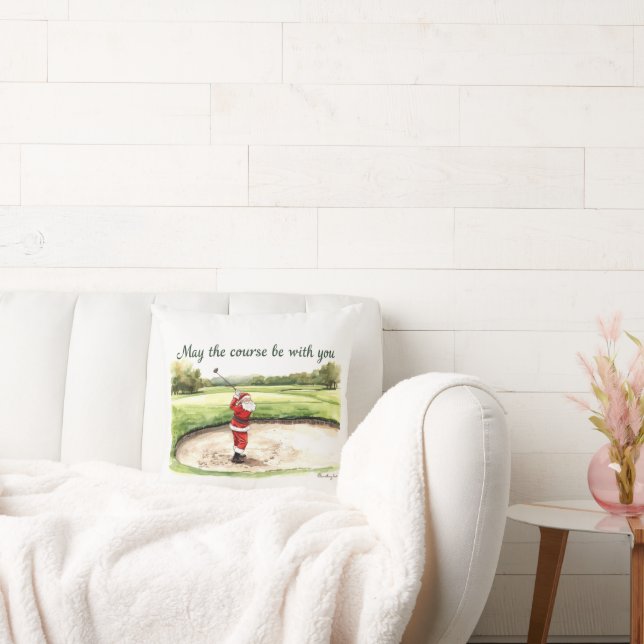 Golf Kerstmis Kerstman Moge de cursus bij u zijn Kussen (Bank)