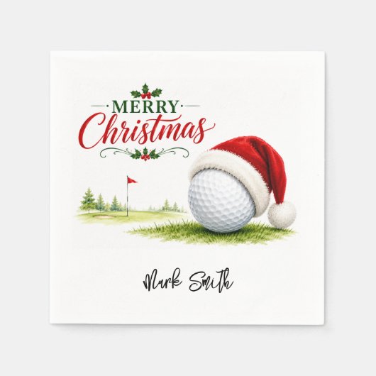Golf Kerstmis Laten we Par Tee Servet (Voorkant)