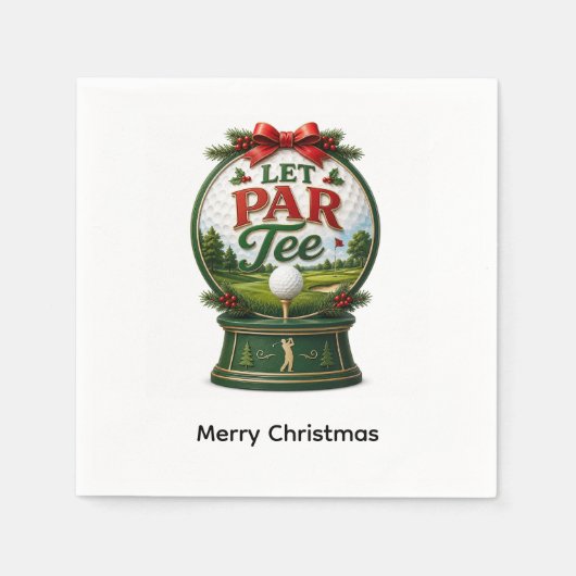 Golf Kerstmis Laten we Par Tee Servet (Voorkant)