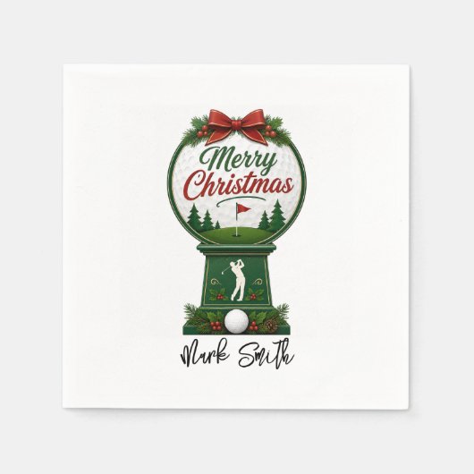 Golf Kerstmis Laten we Par Tee Servet (Voorkant)