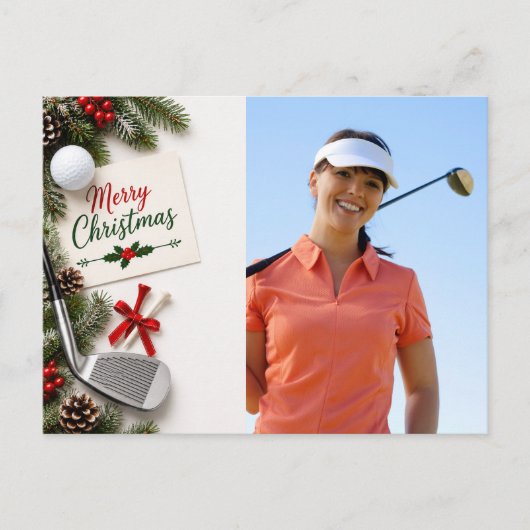 Golf Kerstmis Maak je eigen fotogolfer  Briefkaart (Voorkant)