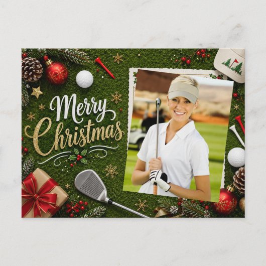 Golf Kerstmis Maak je eigen fotogolfer Briefkaart (Voorkant)