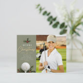 Golf Kerstmis Maak je eigen fotogolfer Briefkaart (Staand voorkant)