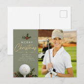 Golf Kerstmis Maak je eigen fotogolfer Briefkaart (Voorkant / Achterkant)