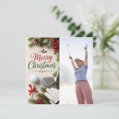 Golf Kerstmis Maak je eigen fotogolfer Feestdagenkaart (Staand voorkant)