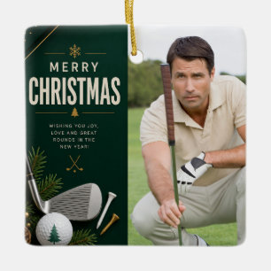 Golf Kerstmis Maak je eigen fotogolfer Keramisch Ornament