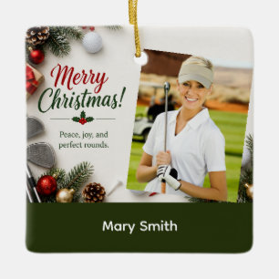 Golf Kerstmis Maak je eigen fotogolfer Keramisch Ornament
