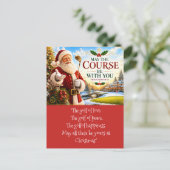 Golf Kerstmis met golfbal en tee met lint Briefkaart (Staand voorkant)