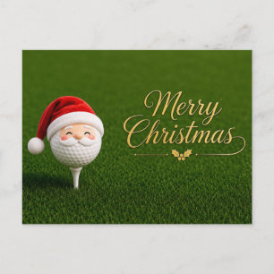 Golf Kerstmis met golfbal en tee met lint Feestdagenkaart
