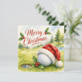 Golf Kerstmis met golfbal met Kerstversiering Kaart (Staand voorkant)