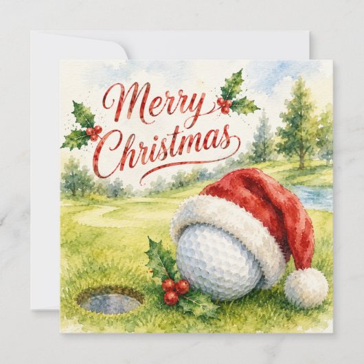 Golf Kerstmis met golfbal met Kerstversiering Kaart (Voorkant)