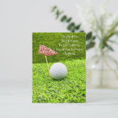 Golf Kerstmis met golfbal op groen gras Feestdagenkaart (Staand voorkant)