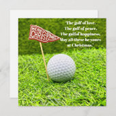 Golf Kerstmis met golfbal op groen gras Feestdagenkaart (Voorkant / Achterkant)