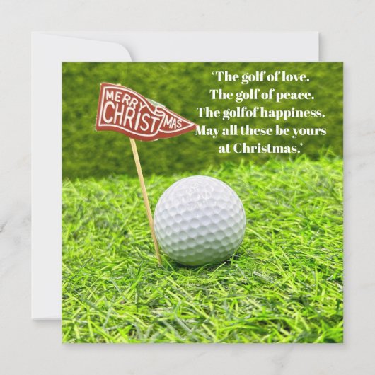 Golf Kerstmis met golfbal op groen gras Feestdagenkaart (Voorkant)