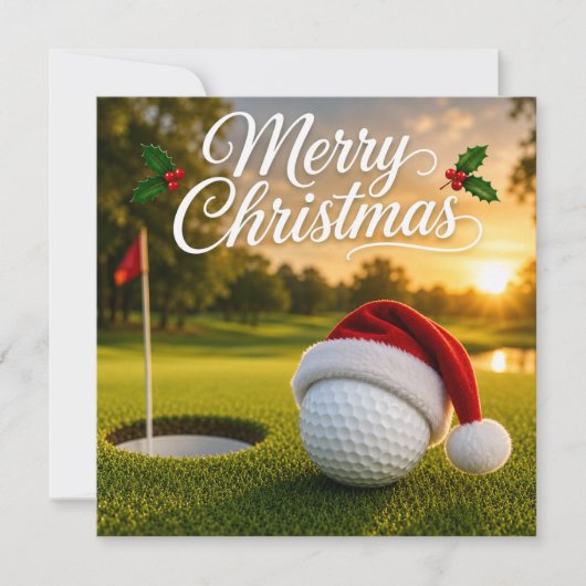Golf Kerstmis met golfbal op groen gras Kaart (Voorkant)