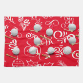 Golf Kerstmis met golfbal voor golfer Theedoek (Horizontaal)