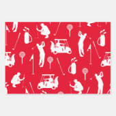 Golf Kerstmis met golfer rood en groen thema Inpakpapier Vel (Voorkant 3)
