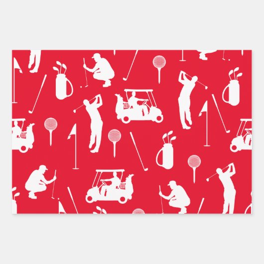 Golf Kerstmis met golfer rood en groen thema Inpakpapier Vel (Voorkant 3)