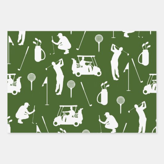 Golf Kerstmis met golfer rood en groen thema Inpakpapier Vel (Voorkant 2)