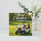 Golf Kerstmis met golfkar op groen gras Kaart (Staand voorkant)