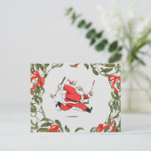 Golf Kerstmis met het runnen van Santa Claus golfi Briefkaart (Staand voorkant)