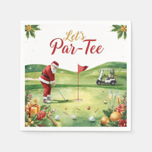 Golf Kerstmis met Kerstman die golf speelt Servet