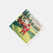 Golf Kerstmis met Kerstman golfen Servet (Hoek)