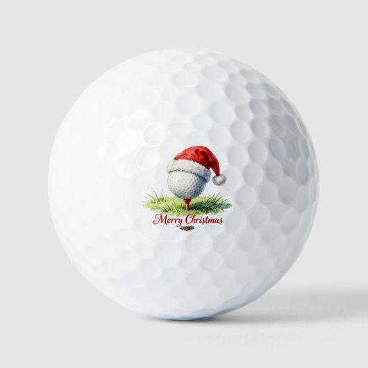 Golf Kerstmis met Kerstman Hoed Golfballen (Voorkant)