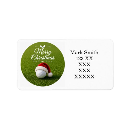 Golf Kerstmis met Kerstman Hoed voor Golfer Etiket (Voorkant)