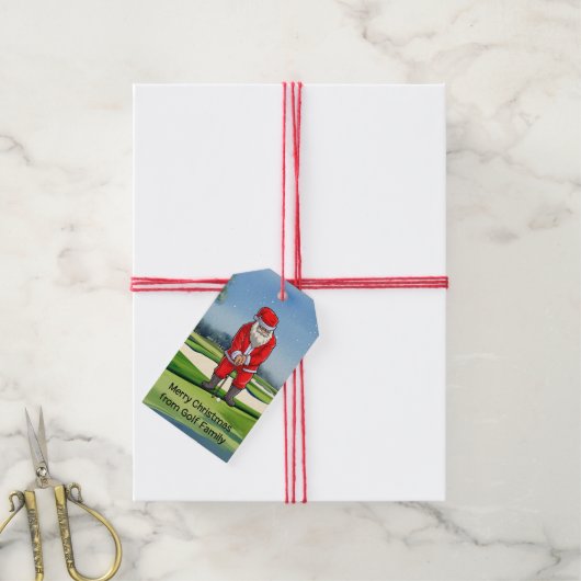 Golf Kerstmis met Santa Claus golfing Cadeaulabel (Met Touw)