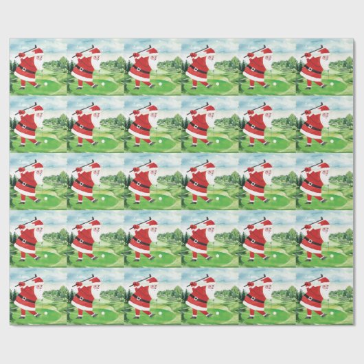 Golf Kerstmis met Santa Claus golfing Cadeaupapier (Vlak)