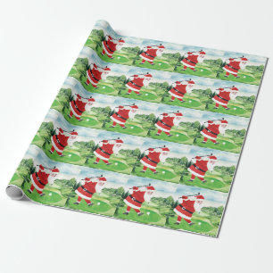 Golf Kerstmis met Santa Claus golfing Cadeaupapier