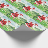 Golf Kerstmis met Santa Claus golfing Cadeaupapier (Hoek)