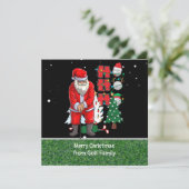 Golf Kerstmis met Santa Claus golfing Feestdagenkaart (Staand voorkant)