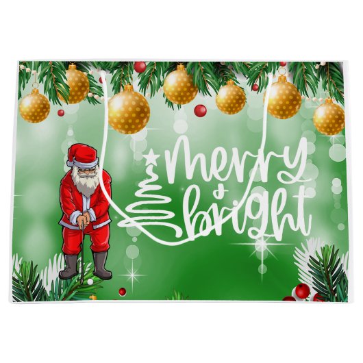 Golf Kerstmis met Santa Claus golfing Groot Cadeauzakje (Voorkant)