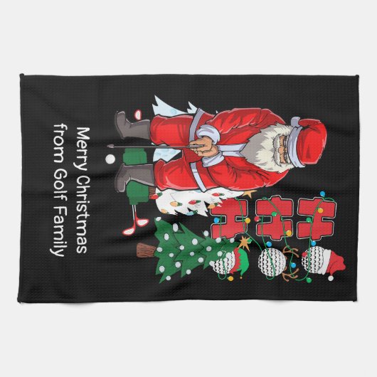 Golf Kerstmis met Santa Claus golfing Theedoek (Horizontaal)