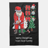 Golf Kerstmis met Santa Claus golfing Theedoek (Verticaal)