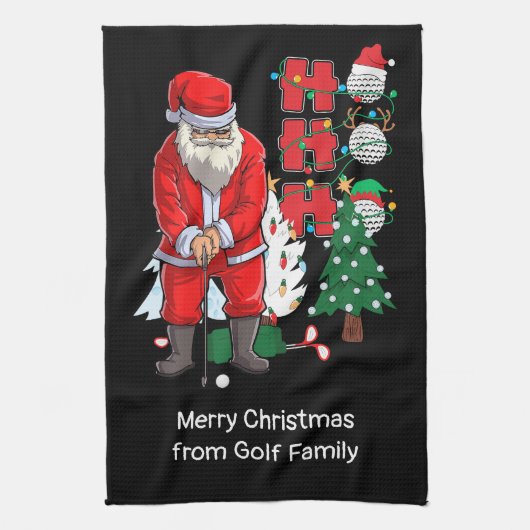 Golf Kerstmis met Santa Claus golfing Theedoek (Verticaal)