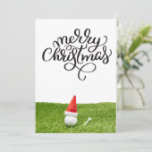 Golf Kerstmis met Santa Hat voor Golfer Feestdagenkaart (Staand voorkant)