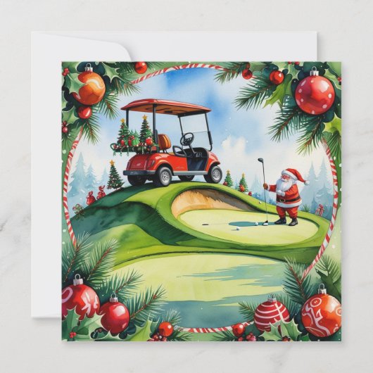 Golf Kerstmis met Santa rijden golfkar (Voorkant)