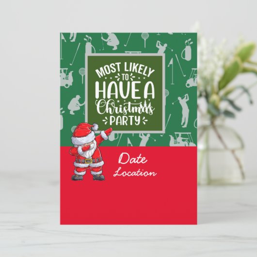 Golf Kerstmis met Sinterklaas feest opslaan datum Kaart (Staand voorkant)