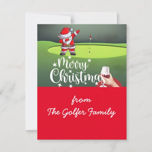Golf Kerstmis met Sinterklaas van Golfer Familie Feestdagenkaart (Voorkant)