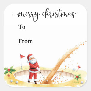 Golf Kerstmis met Sinterklaas voor golfer grappig  Vierkante Sticker