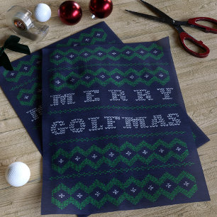 Golf Kerstmis Prettig Golfmas Blauwe Tissuepapier