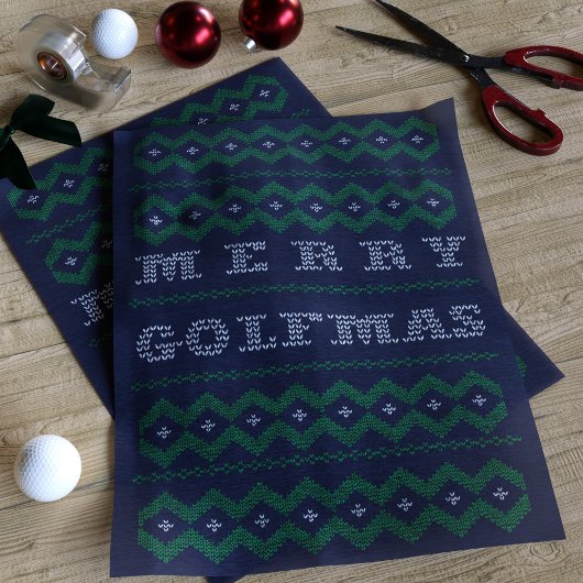 Golf Kerstmis Prettig Golfmas Blauwe Tissuepapier